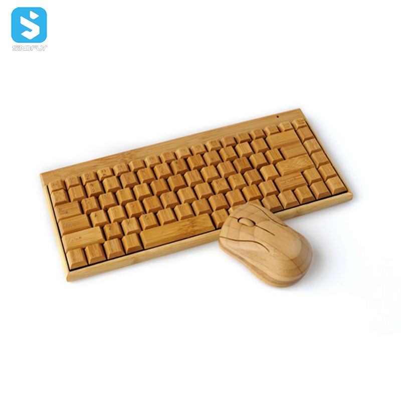 wooden wireless keyboard + mouse